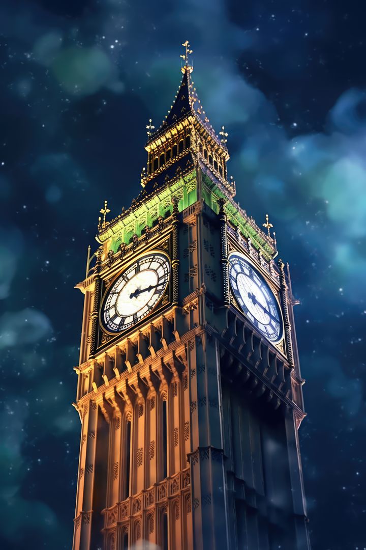 Iconic Big Ben Clock Tower Illuminated at Night - Free Images, Stock Photos and Pictures on Pikwizard.com