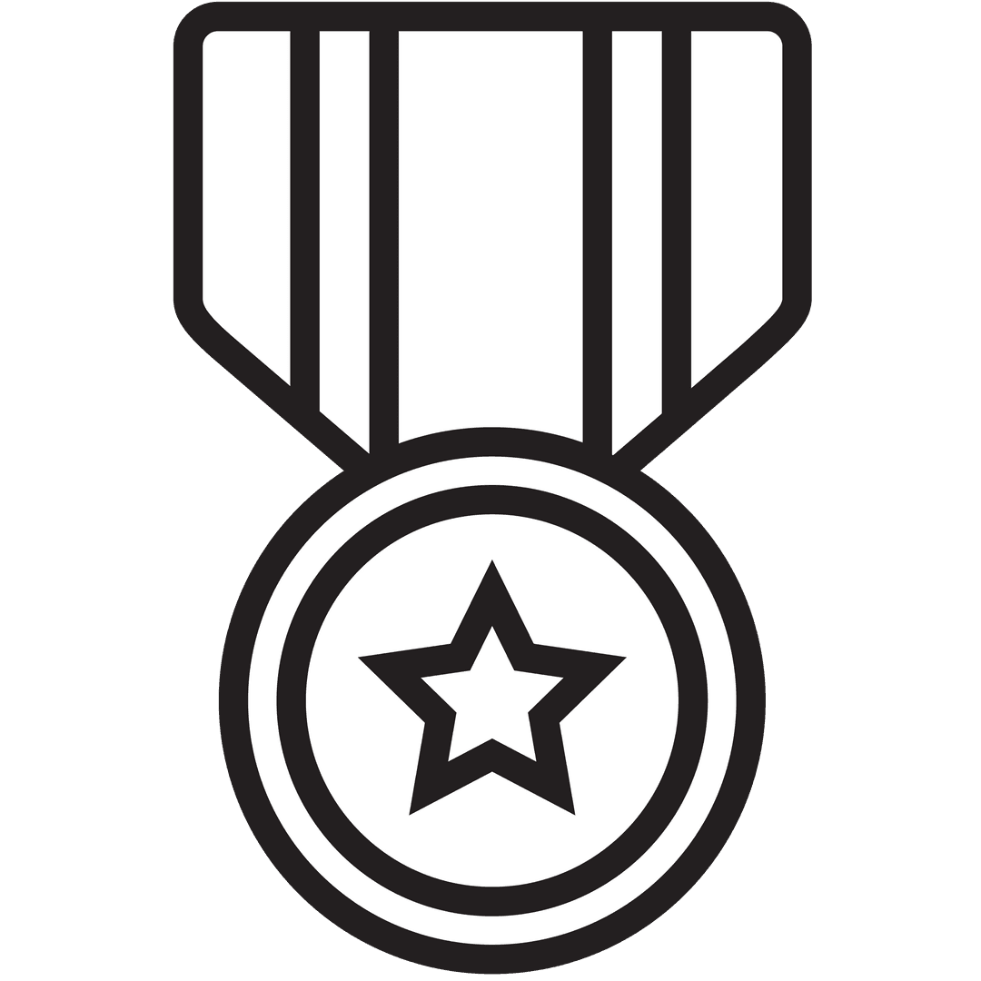 Simple Award Medal Symbol on Transparent Background