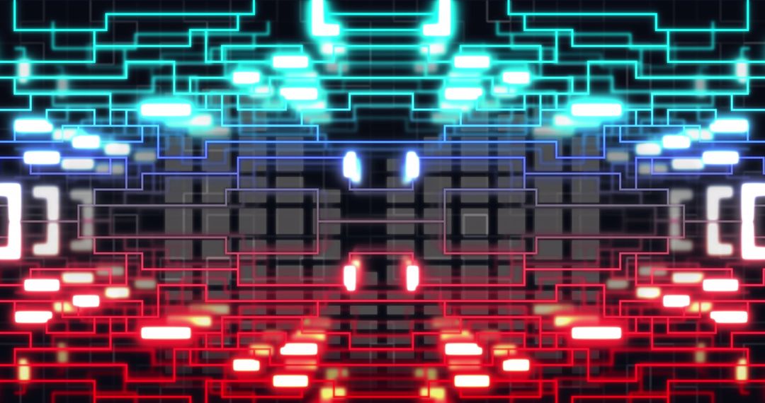 Vibrant Neon Technology Circuit Pattern on Black Background