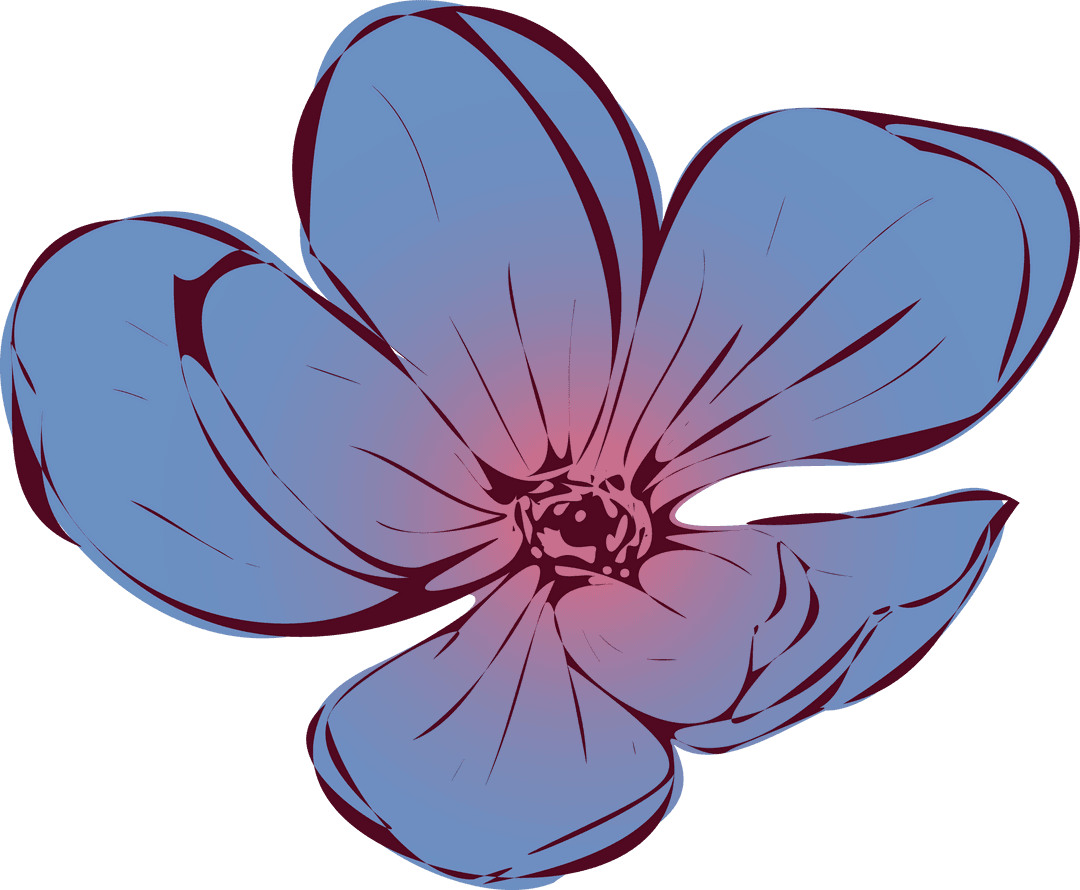 Elegant Gradient Five-Petal Flower on Transparent Background