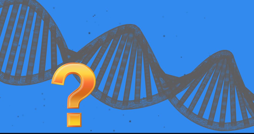 Abstract DNA Helix with Question Mark on Blue Background