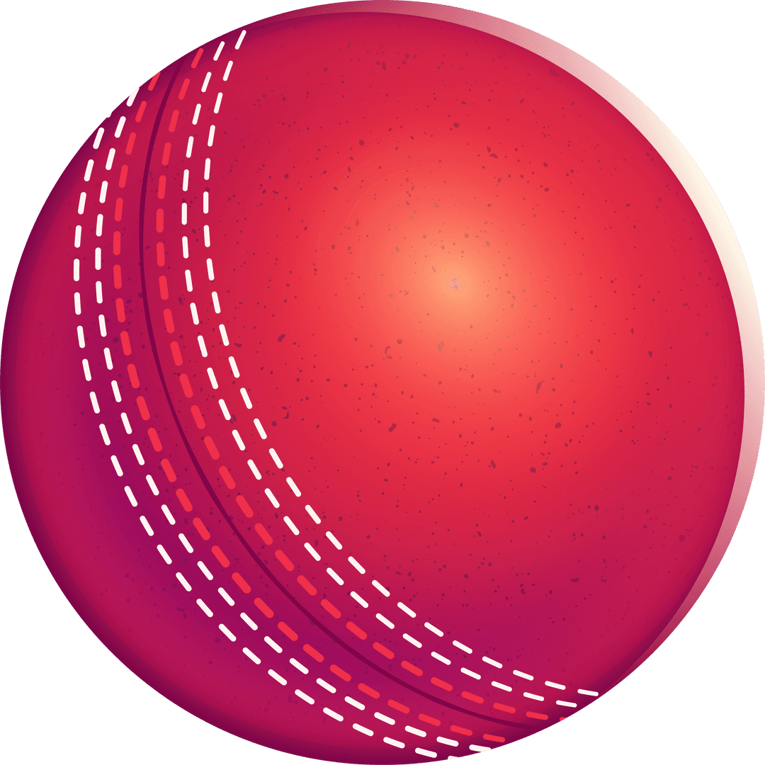 Vibrant Red Cricket Ball Spin on Transparent Background