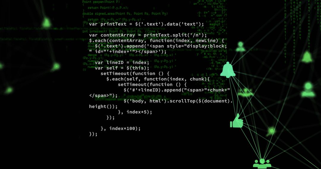 JavaScript Code Display with Digital Media Icons Overlay - Free Images, Stock Photos and Pictures on Pikwizard.com