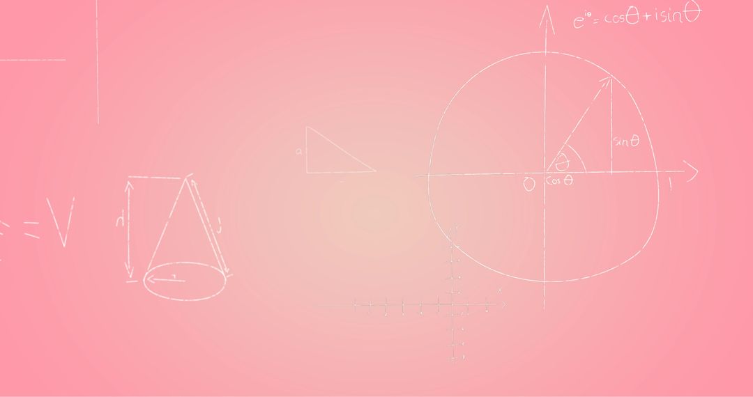 Chalk-Drawn Mathematical Diagrams on Pink Background