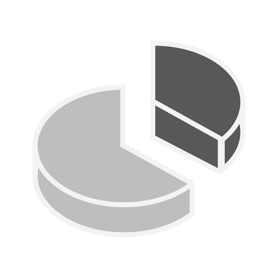 Transparent Grey Pie Chart with Lifted Segment on Isolated Background