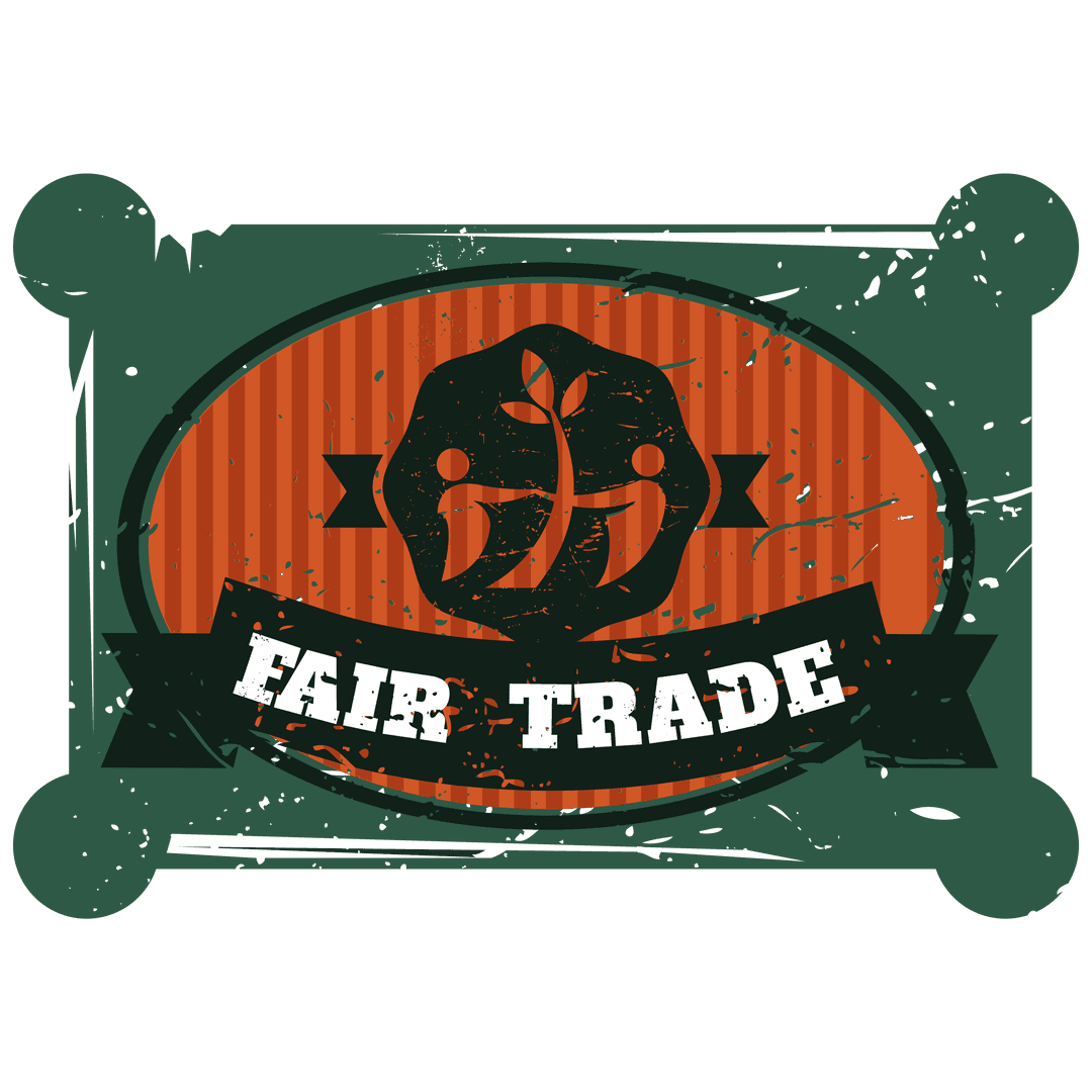 Fair Trade Badge on Distressed Texture Transparent Background