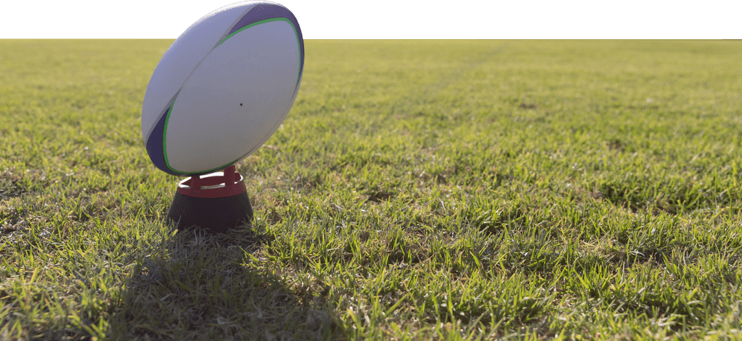 Rugby Ball in Stadium on Grass with Transparent Background