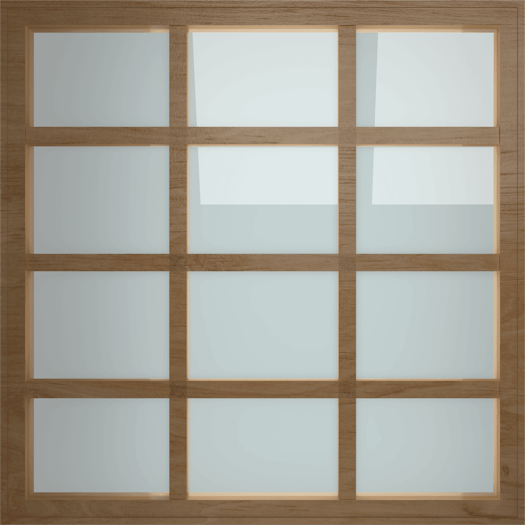 Transparent Multi-Paned Window with Wooden Frame