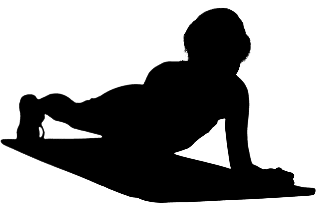 Woman in Plank Pose Silhouette on Transparent Background