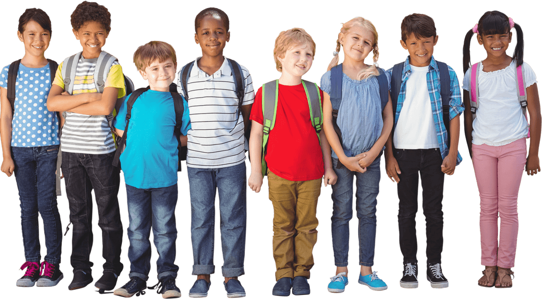 Joyful Diverse Children Group on Transparent Background