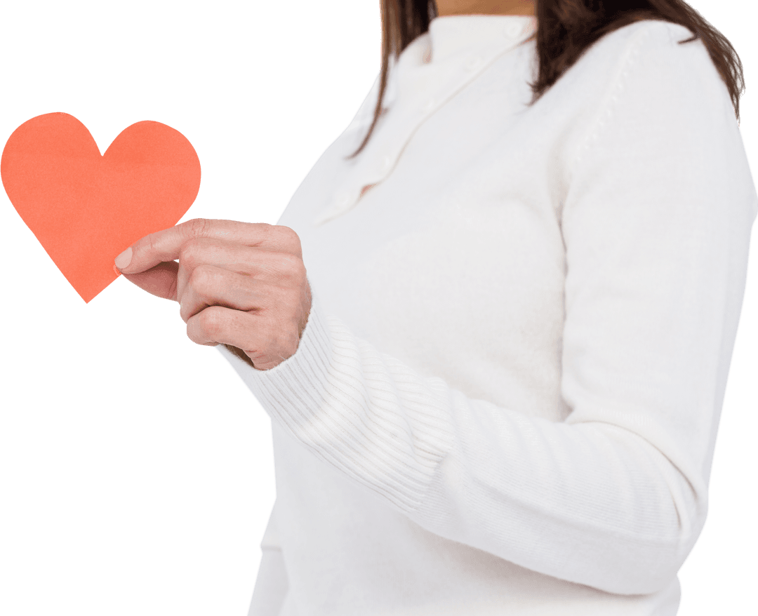 Transparent Image of Woman Holding Heart Shape Paper