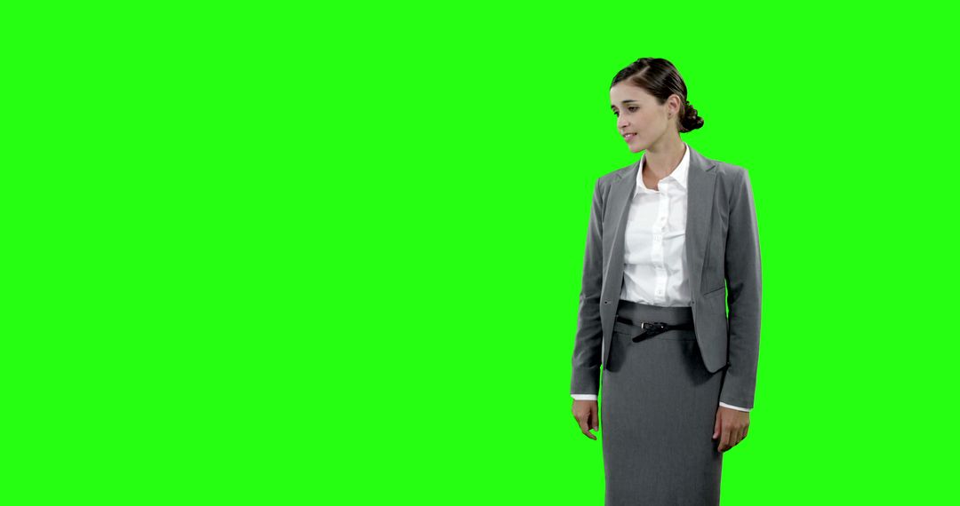 Beautiful businesswoman touching digital screen against green screen - Free Images, Stock Photos and Pictures on Pikwizard.com