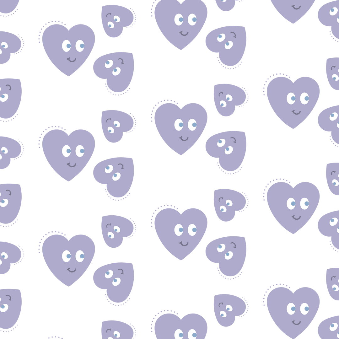 Playful Purple Hearts Pattern With Transparent Background