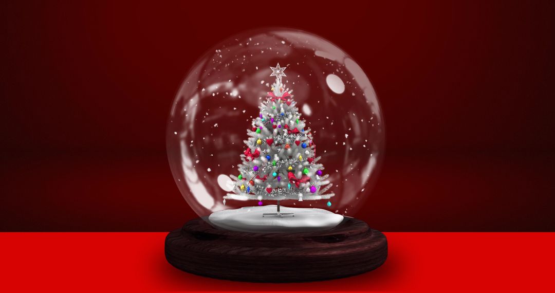 Festive Snow Globe Featuring Decorated Christmas Tree - Free Images, Stock Photos and Pictures on Pikwizard.com