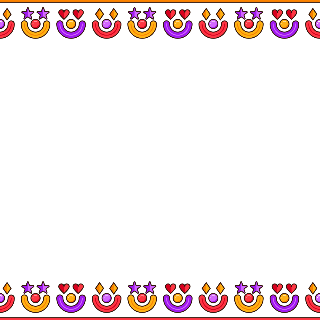 Colorful Geometric Border on Transparent Background for Digital Designs