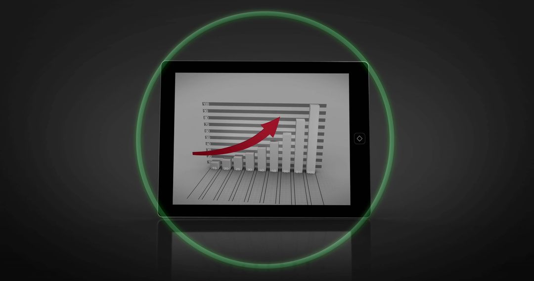 Modern Data Visualization on Tablet with Growth Arrow