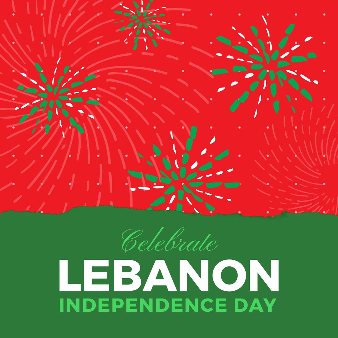 Lebanon Independence Day Celebration Design with Fireworks