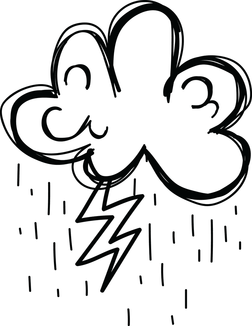 Transparent Storm Clouds with Lightning Icon Illustration