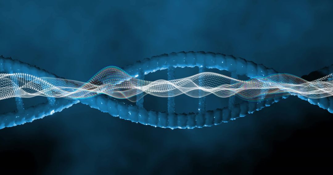 DNA Strand with Data Visualization Overlay