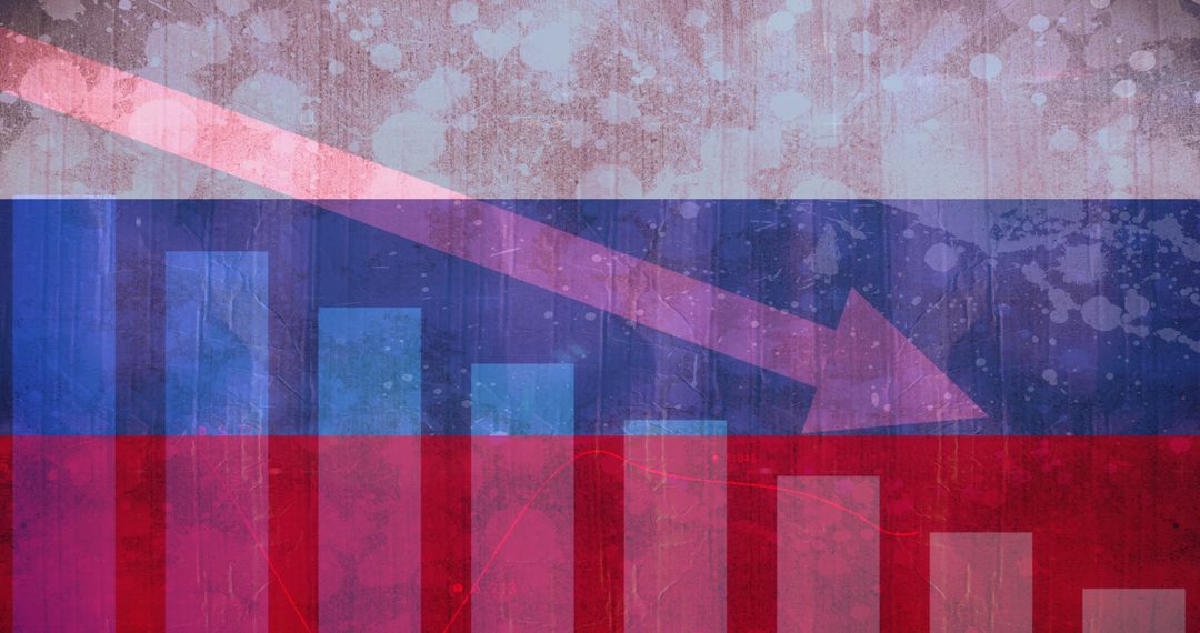 Declining Economic Graph Over Russian Flag Symbolizes Crisis