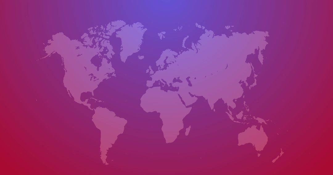 Colorful World Map on Gradient Purple Background