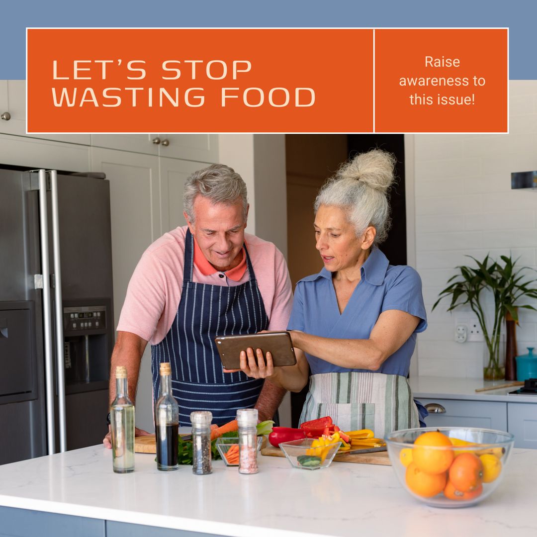 Senior Couple Using Tablet to Learn Food Sustainability