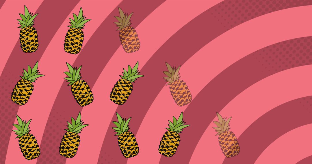 Pineapple Pattern on Vibrant Pink Striped Background