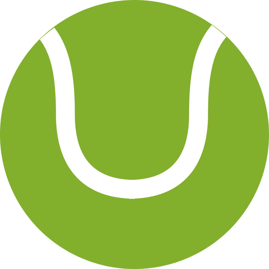 Minimalist Green Circle with White U-Shape Emblem on Transparent Background