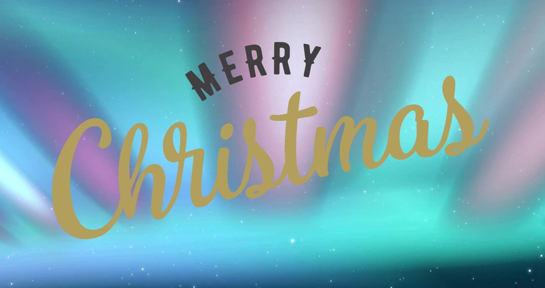 Festive Merry Christmas Text with Magical Light Background