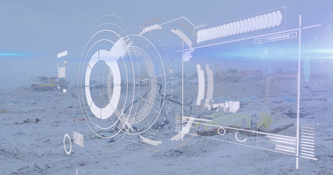 Digital Interface Over Polluted Landfill with Lens Flare