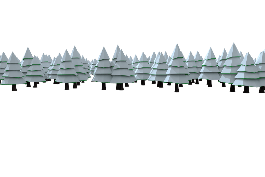 Transparent Winter Forest with Snowy Pine Trees
