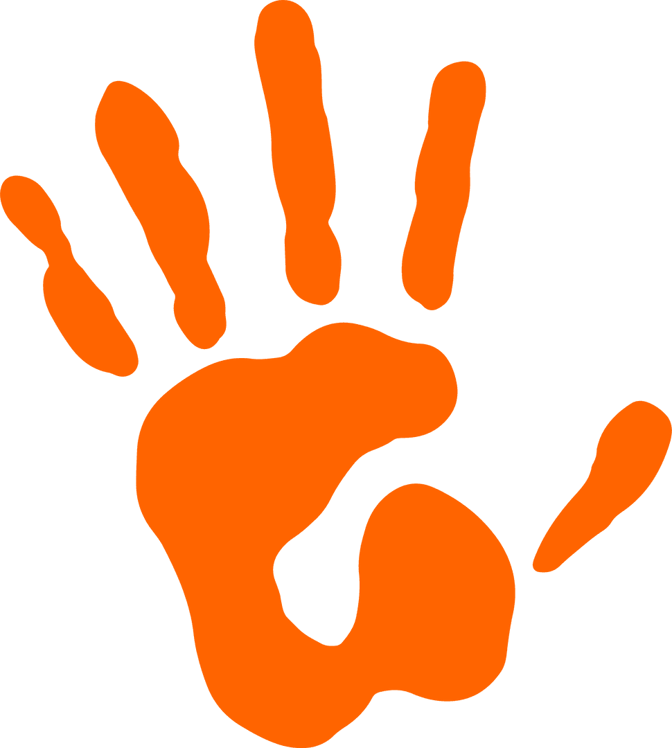 Abstract Orange Handprint on Transparent Background Art