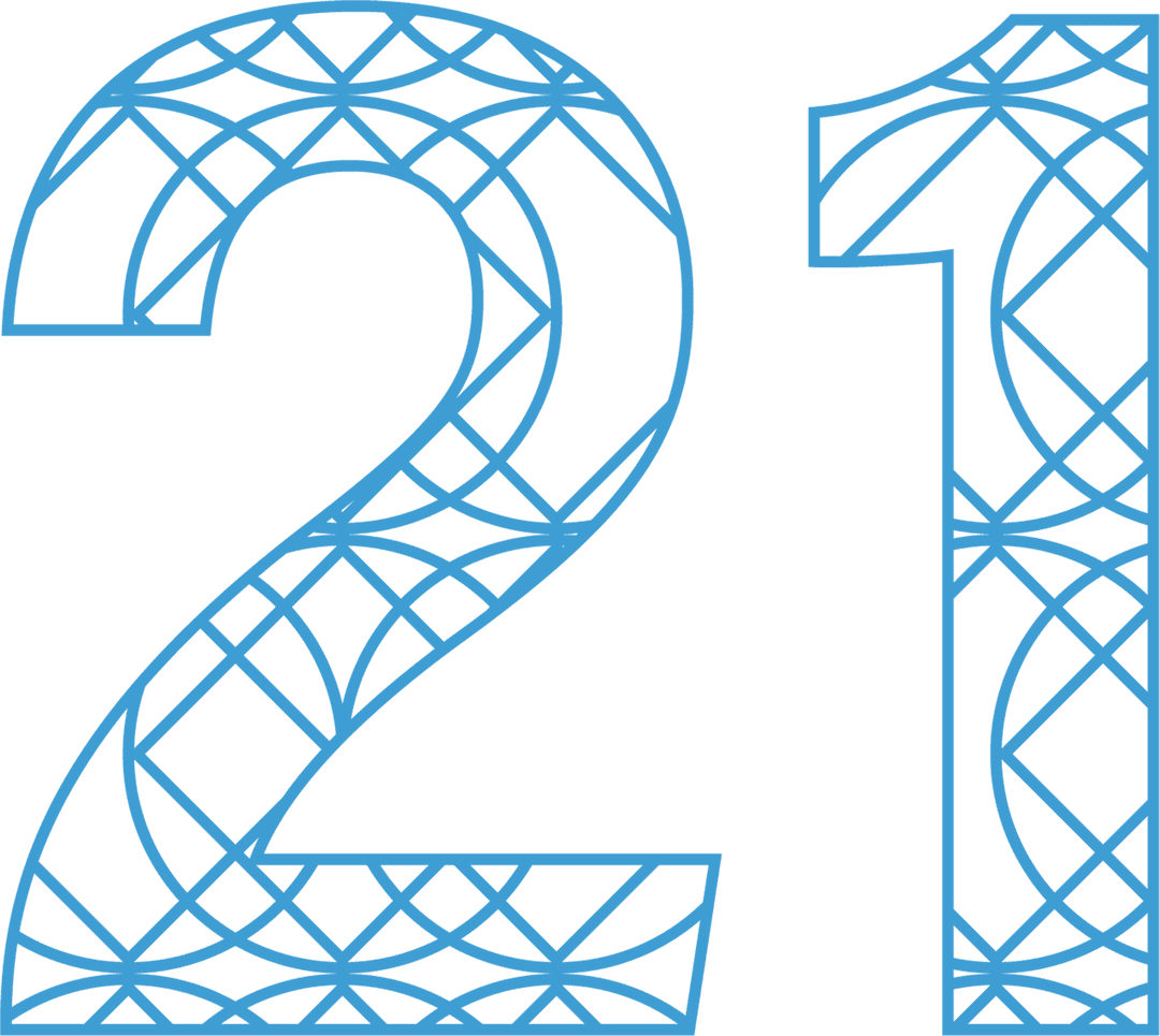 Patterned Blue Number 21 on Transparent Background