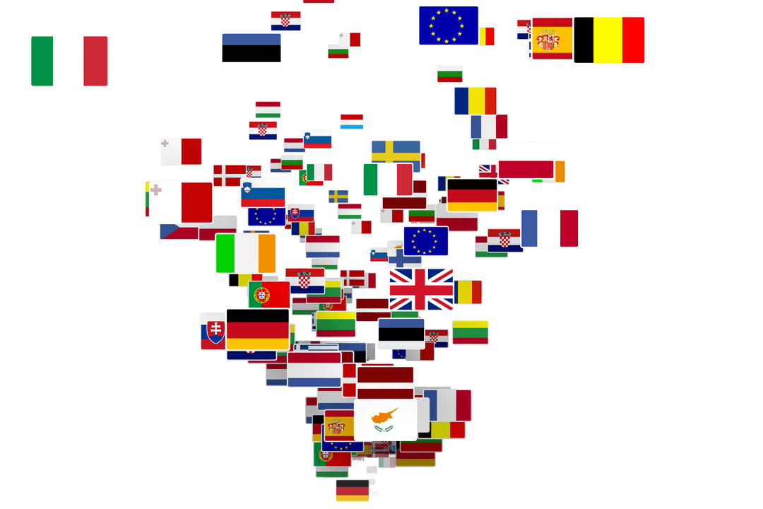 Transparent Collection of Vibrant National Flags Map Cluster