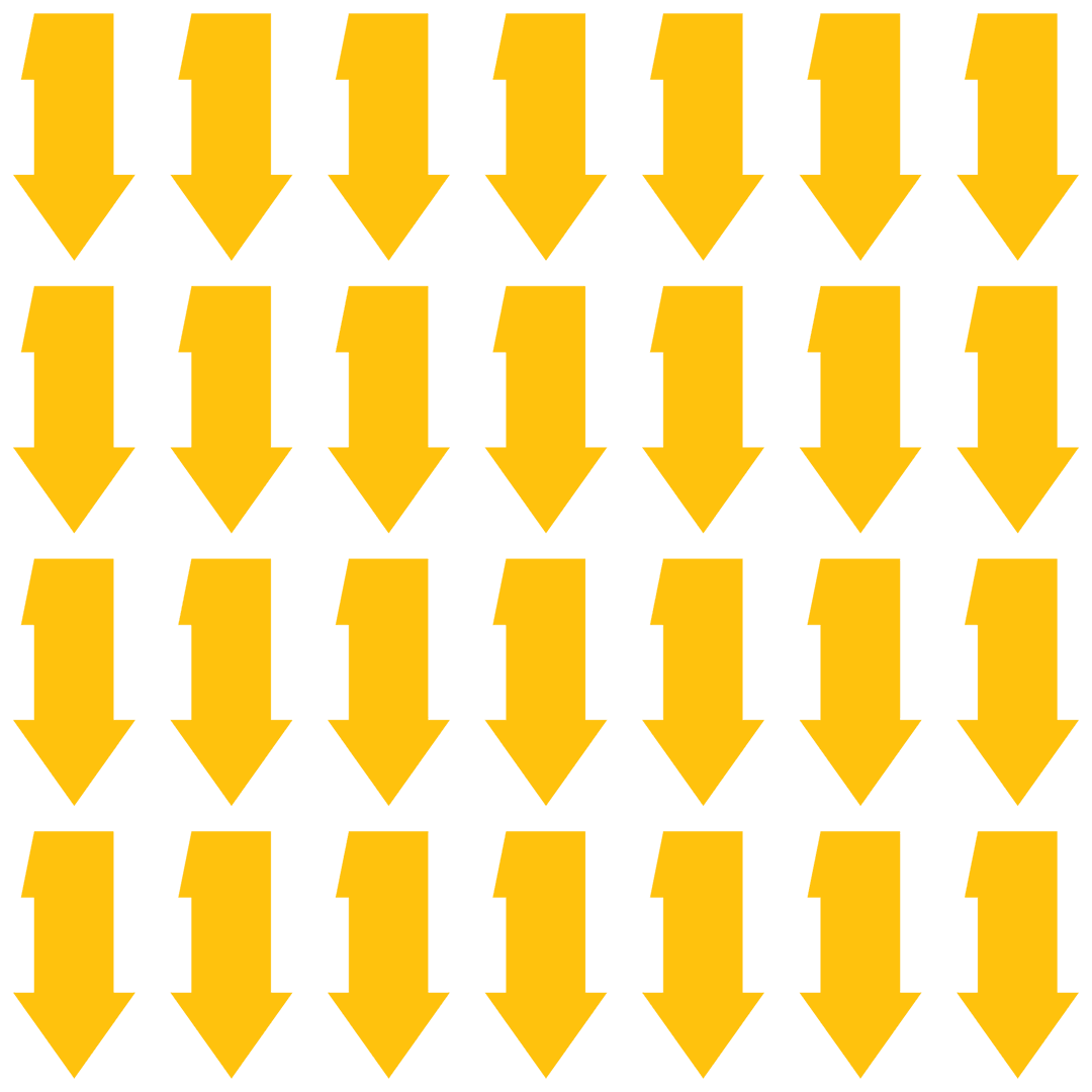 Yellow Repeated Arrows on Transparent Background