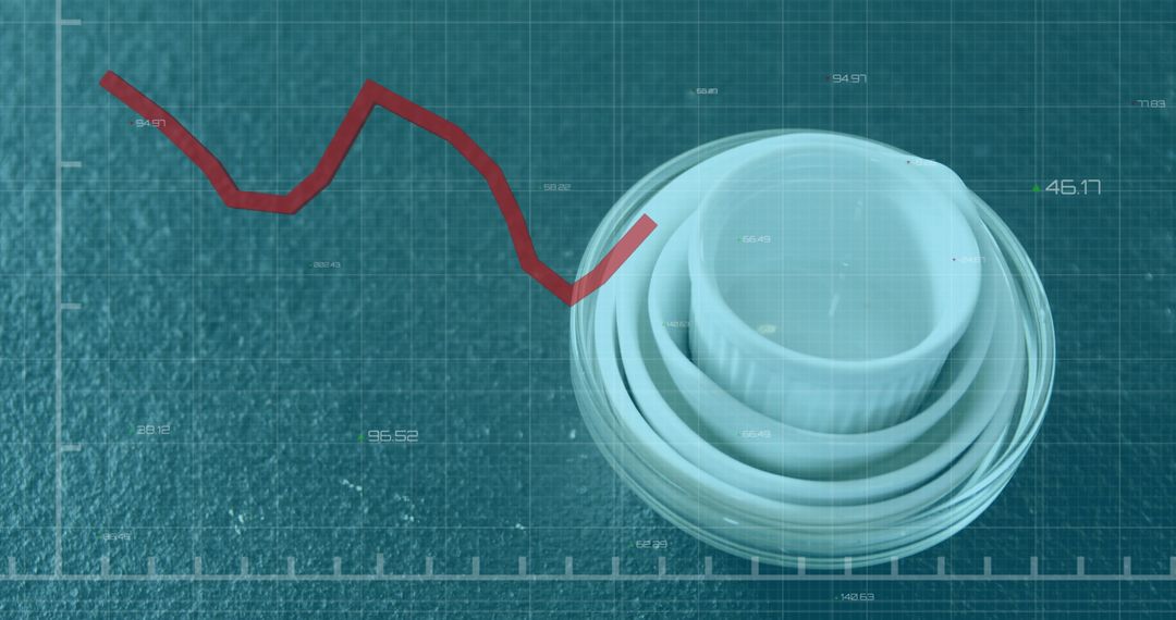 Red Graph Line and Digital Data Overlay on Simple Backdrop