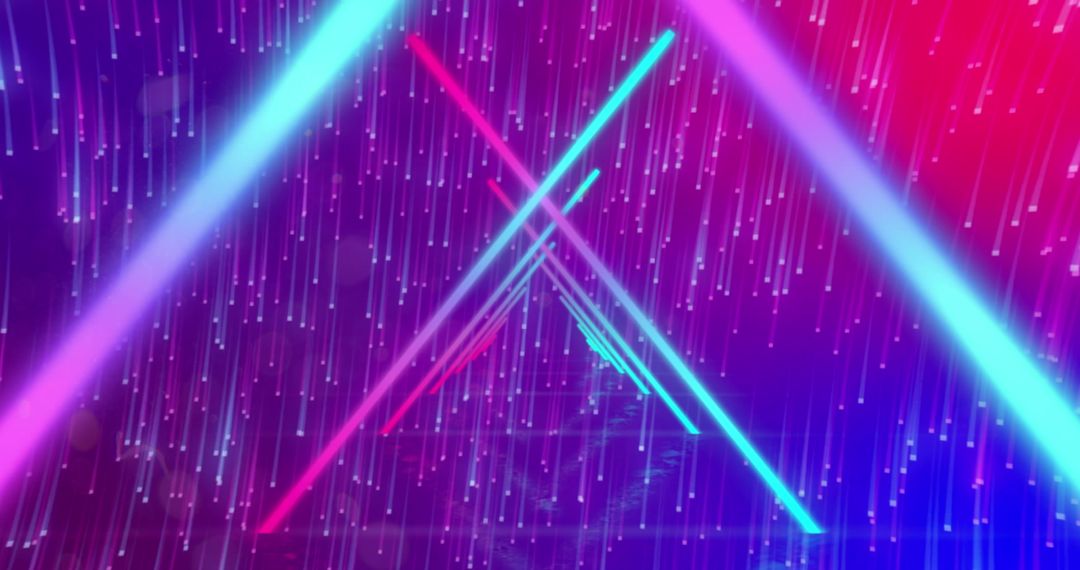 Dynamic Pink and Blue Neon Laser Light Beams on Digital Background