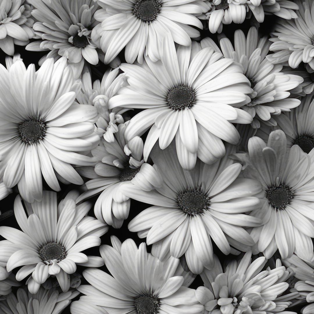 White daisy flowers in black and white on black background, created using generative ai technology - Free Images, Stock Photos and Pictures on Pikwizard.com