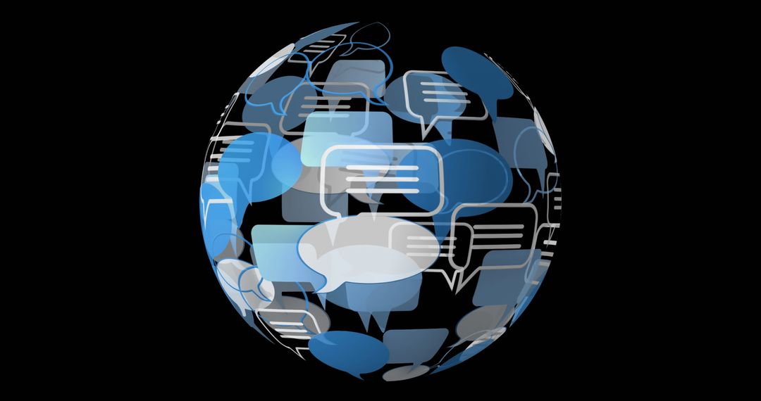 Blue Message Bubbles Forming a Rotating Sphere