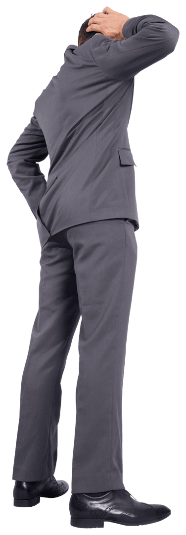 Caucasian Businessman Pondering on Transparent Background