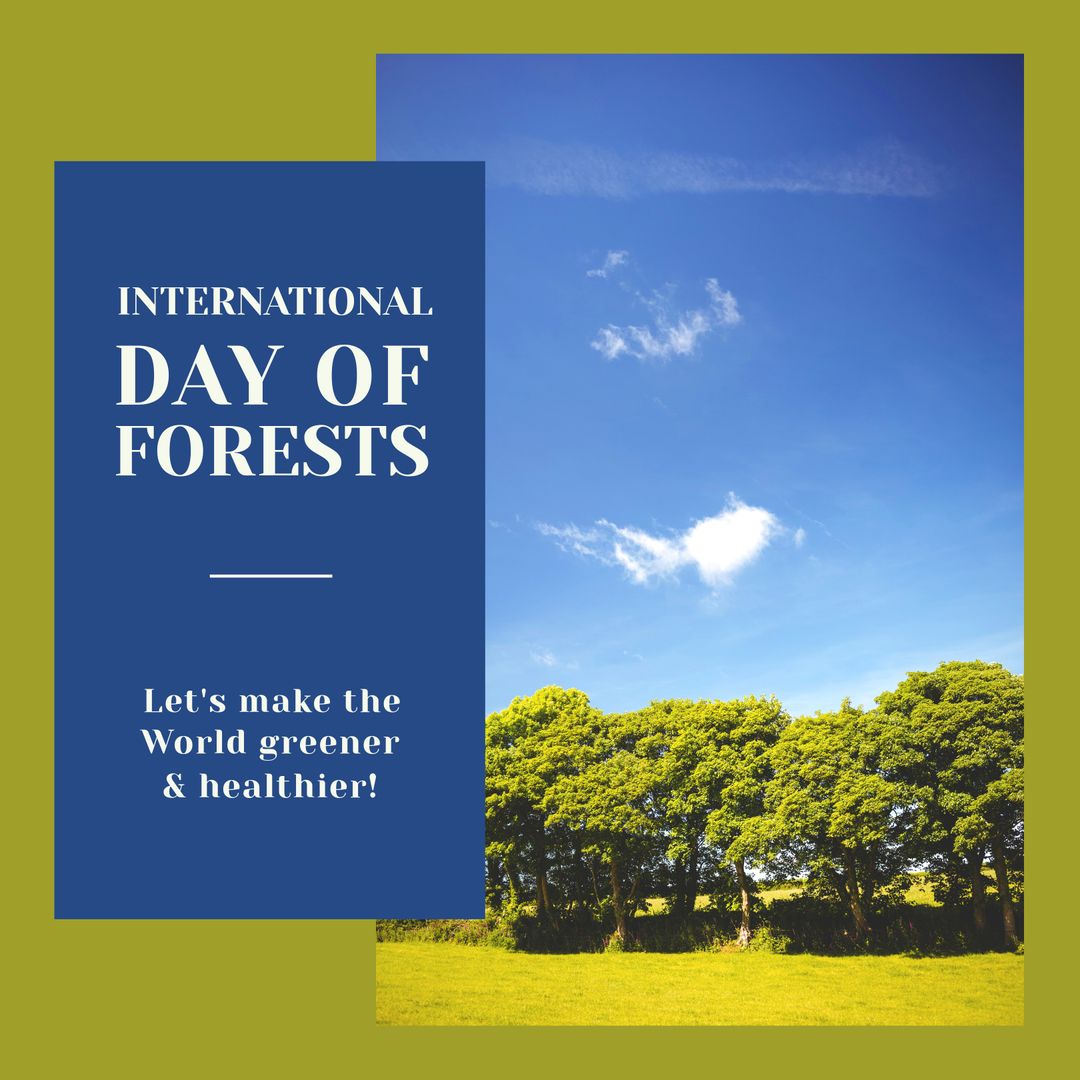 International Day of Forests Celebration with Lush Trees and Blue Sky