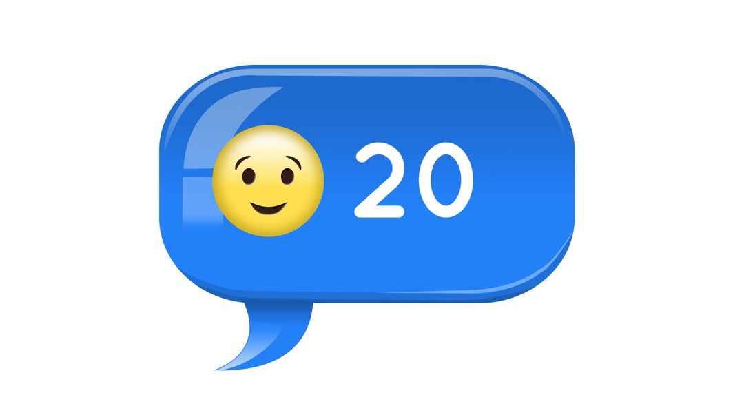 20 Notifications with Emoticon Displayed in Blue Icon
