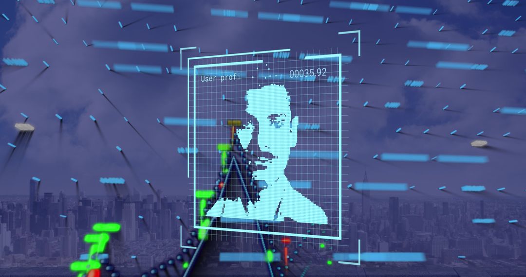 Digital Facial Recognition Concept with Technology Interface