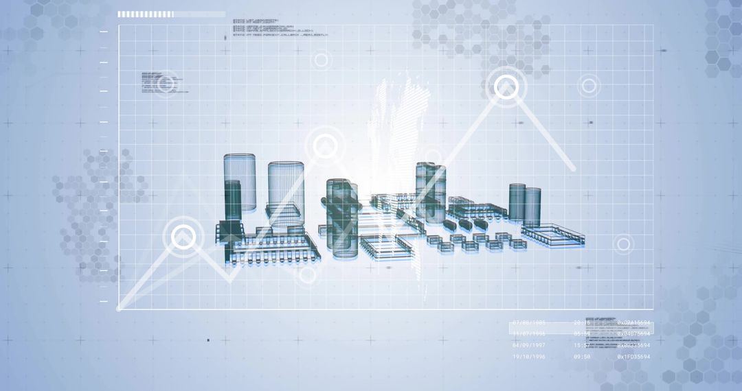 Holographic 3D Industrial Plant HUD with Tanks, Conveyors and Modular Layout