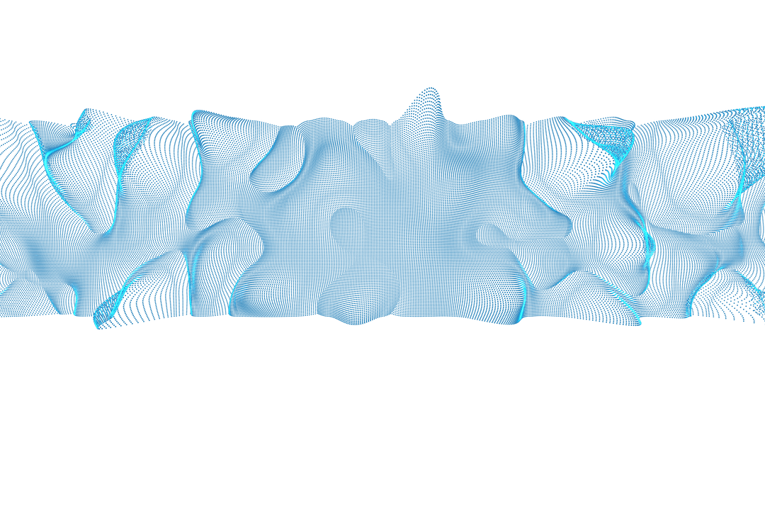 Abstract Blue Mesh Wave on Transparent Background