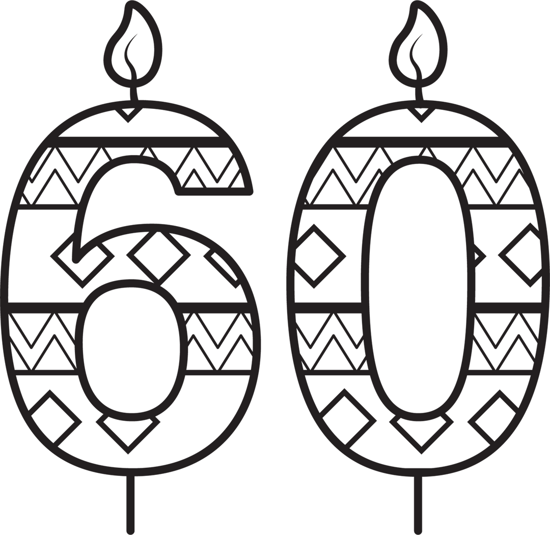 Transparent 60 Number Candle with Tribal Design and Flames - Download Free Stock Images Pikwizard.com