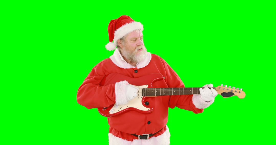 Santa Claus Singing and Playing Guitar Against Green Background in 4K - Free Images, Stock Photos and Pictures on Pikwizard.com