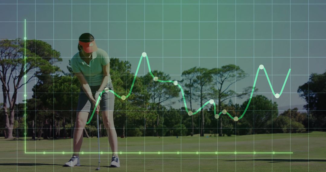 Golfer Putting on Green with Analytics Overlay