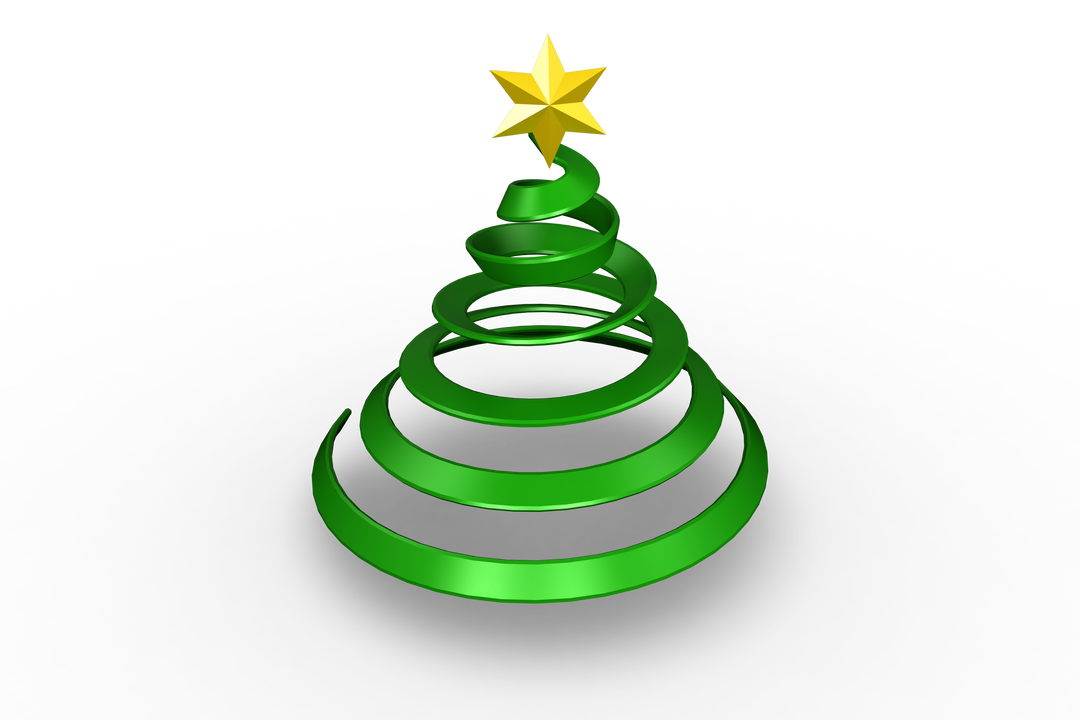 Spiral Christmas Tree with Star on Transparent Background - Download Free Stock Images Pikwizard.com