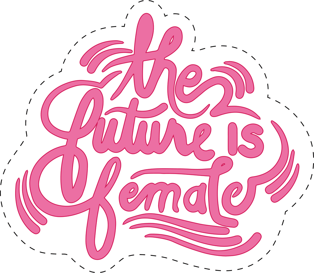 The Future is Female Text in Pink, Transparent Background